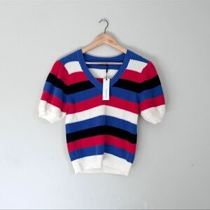 525 America puff shoulder short sleeve sweater S